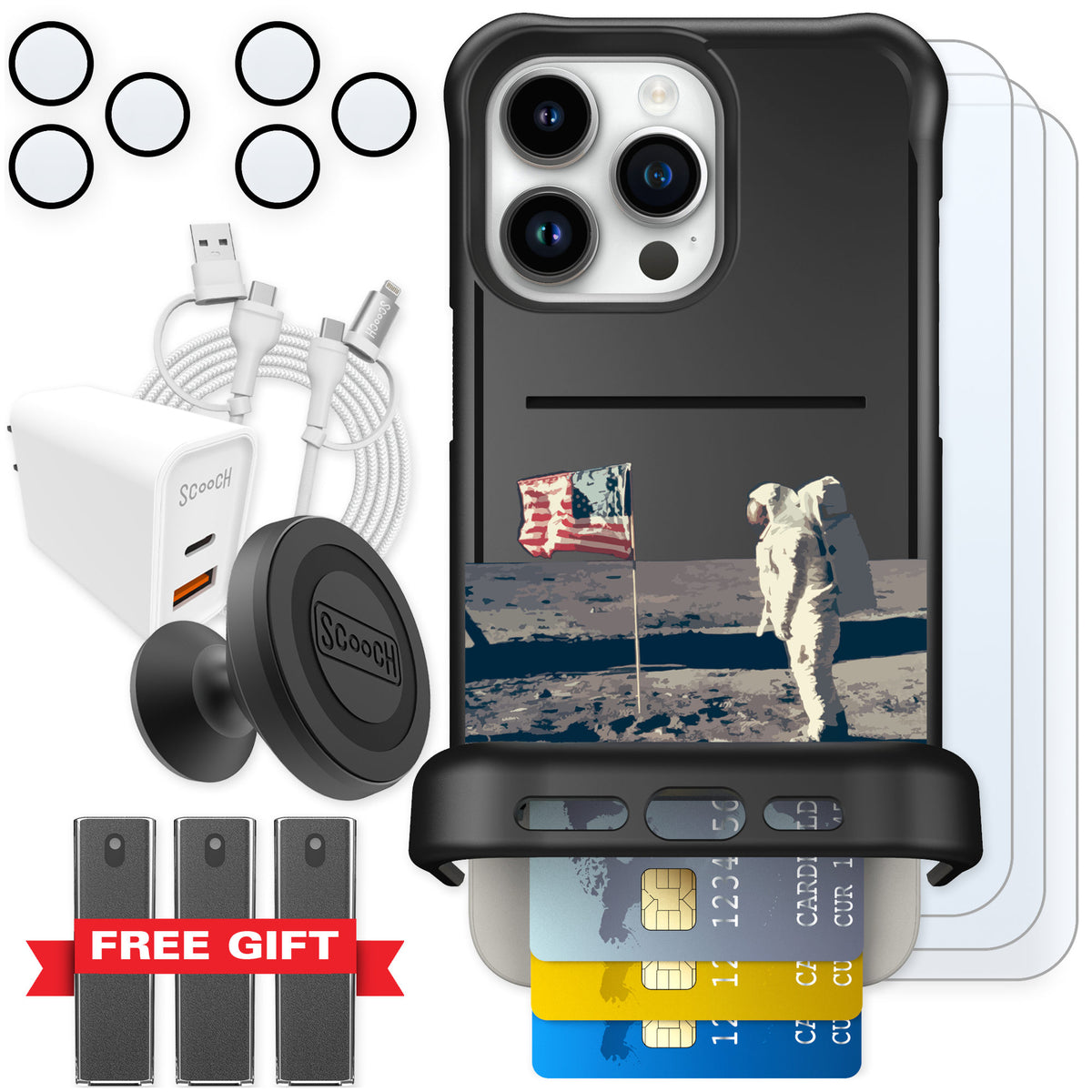Scooch Wingmate Lunar Landing for iPhone 15 Pro Max — Ultimate Bundle