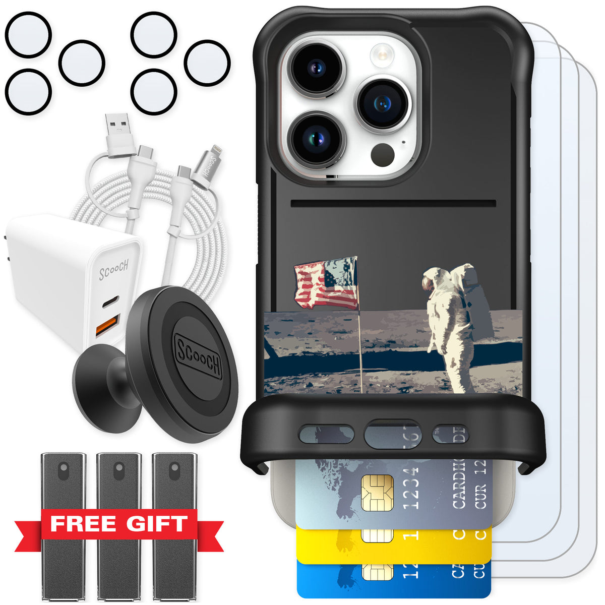 Scooch Wingmate Lunar Landing for iPhone 15 Pro — Ultimate Bundle