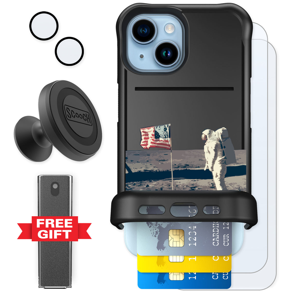 Scooch Wingmate Lunar Landing for iPhone 15 — Defender Bundle