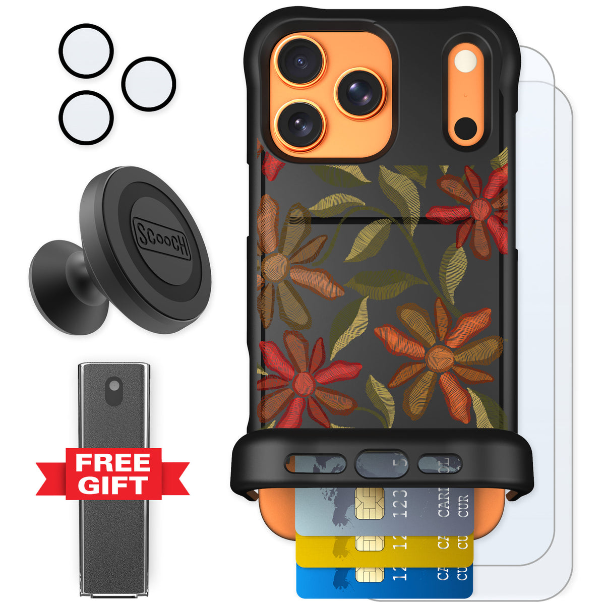 Scooch Wingmate Floral Tapestry for iPhone 17 Pro Max — Defender Bundle