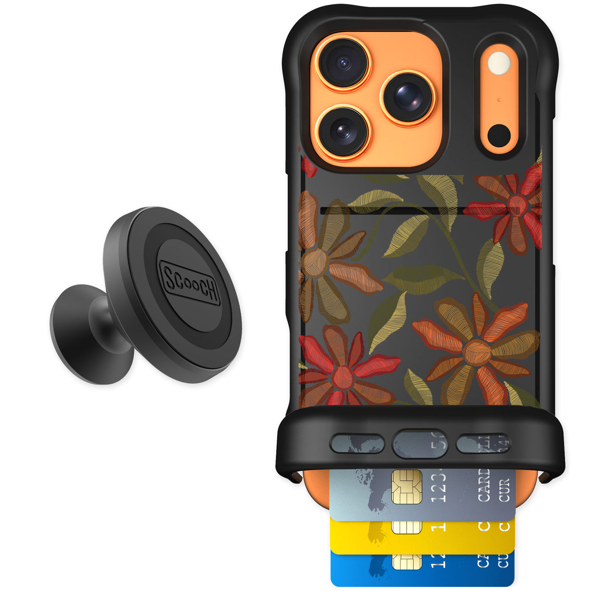 Scooch Wingmate Floral Tapestry for iPhone 17 Pro — Starter Bundle