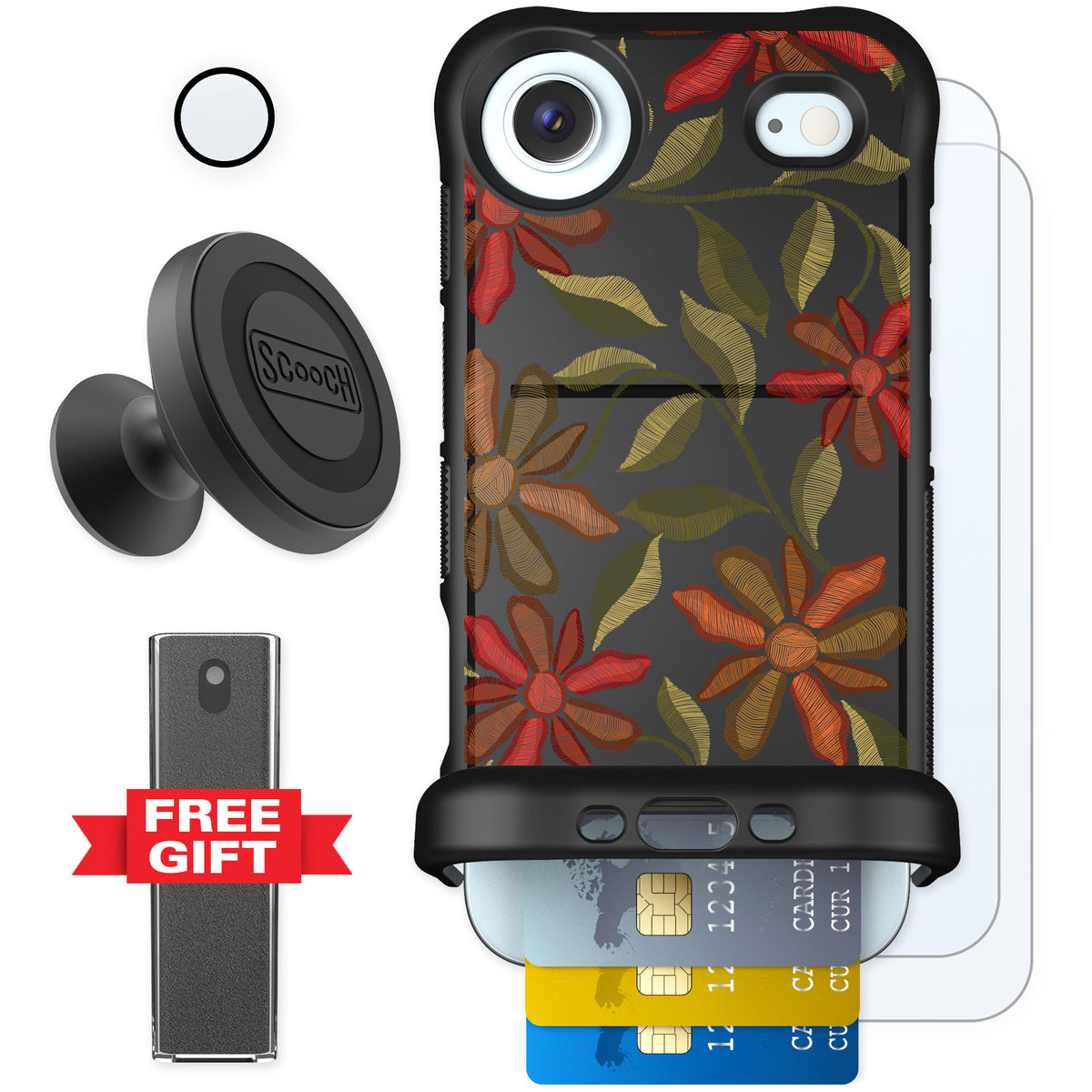 Scooch Wingmate Floral Tapestry for iPhone Air — Defender Bundle