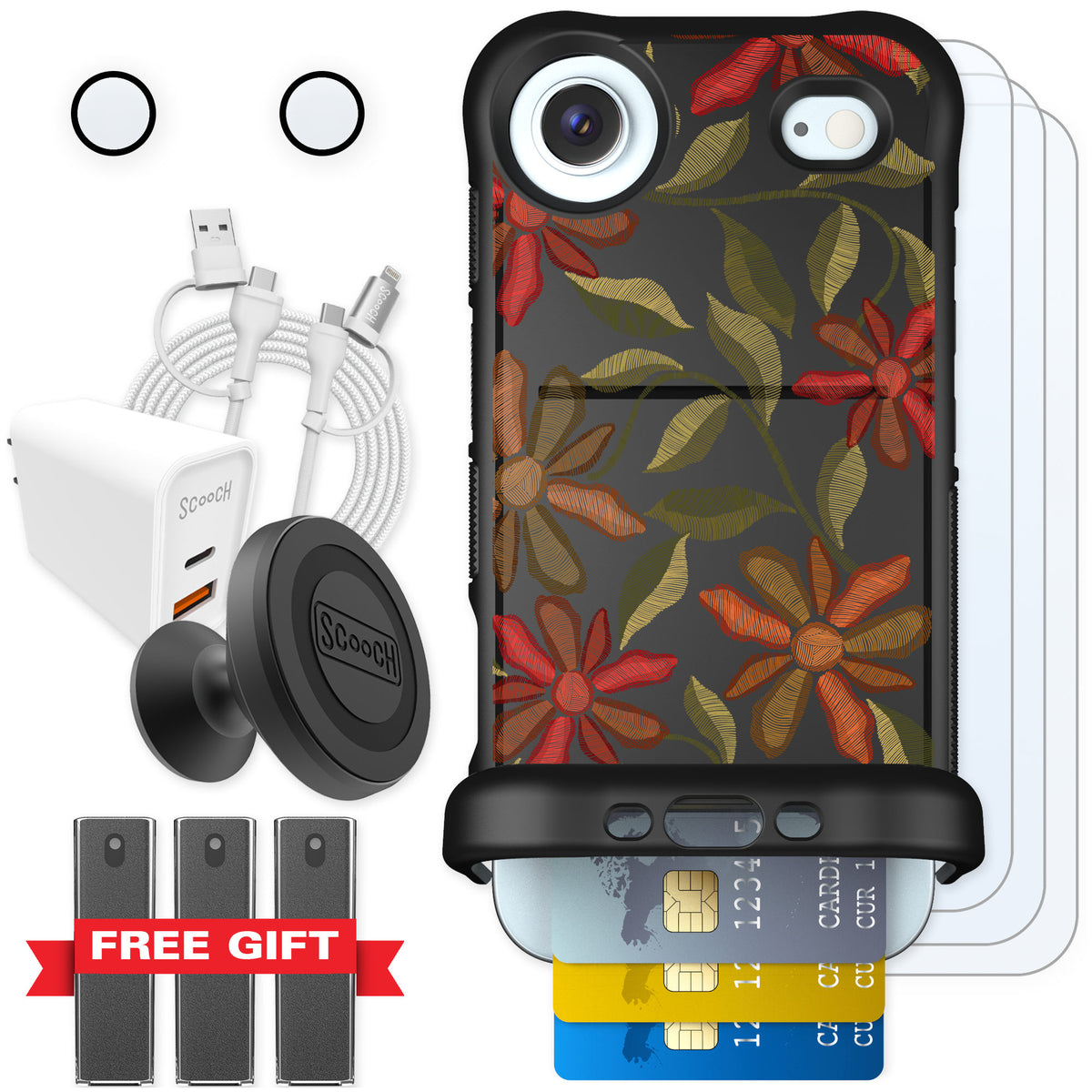 Scooch Wingmate Floral Tapestry for iPhone Air — Ultimate Bundle
