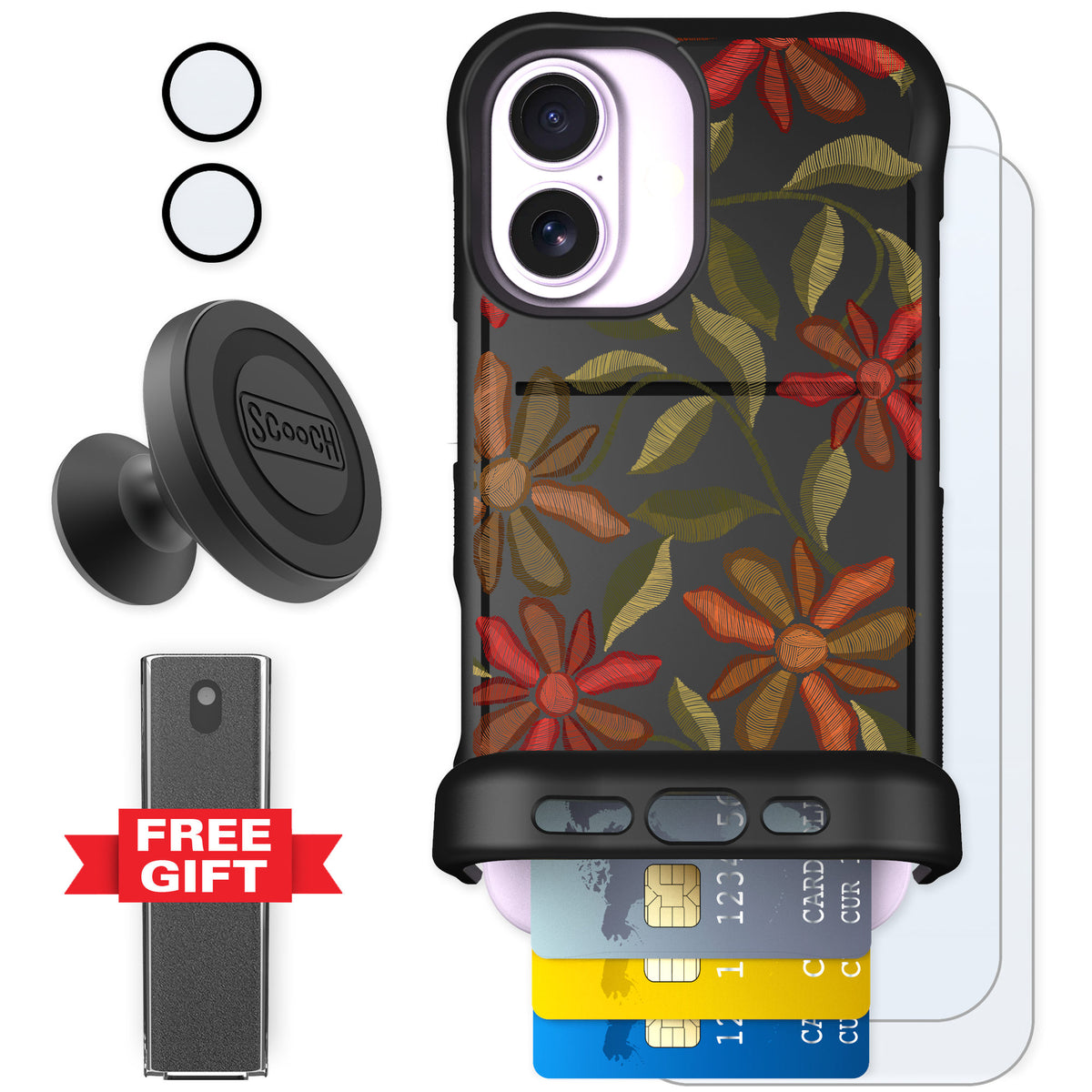 Scooch Wingmate Floral Tapestry for iPhone 17 — Defender Bundle