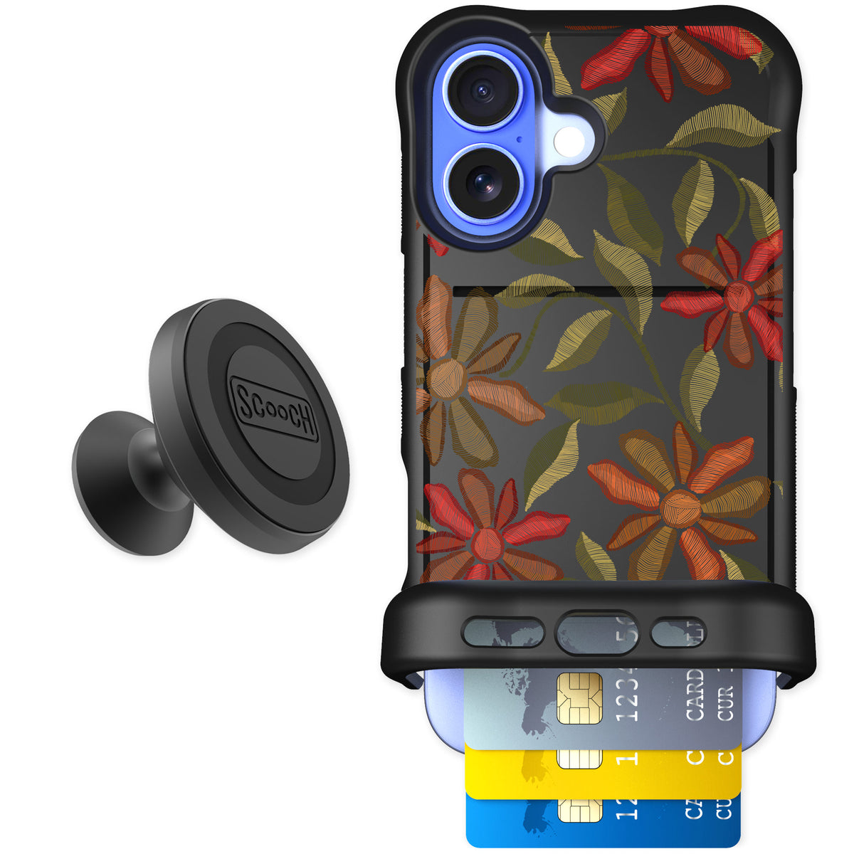 Scooch Wingmate Floral Tapestry for iPhone 16 — Starter Bundle