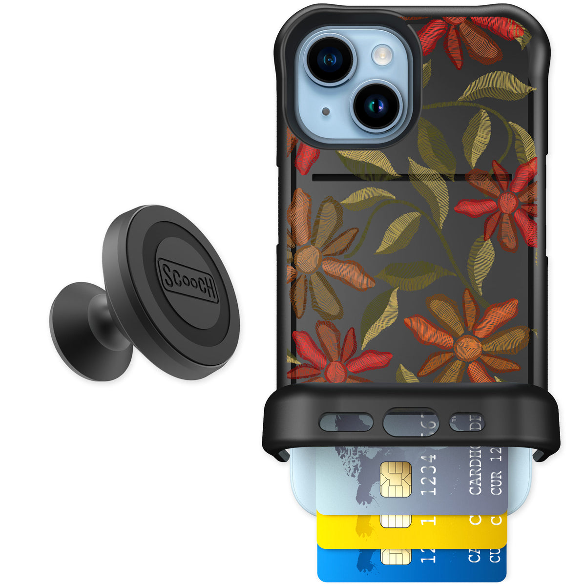 Scooch Wingmate Floral Tapestry for iPhone 15 — Starter Bundle