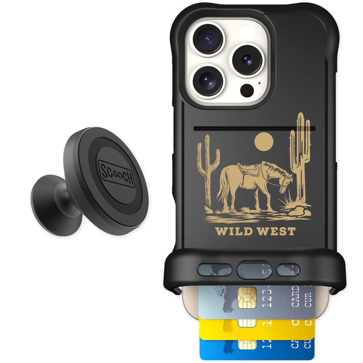 Scooch Wingmate Wild West for iPhone 16 Pro — Starter Bundle