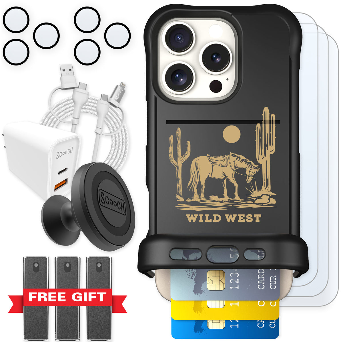 Scooch Wingmate Wild West for iPhone 16 Pro — Ultimate Bundle