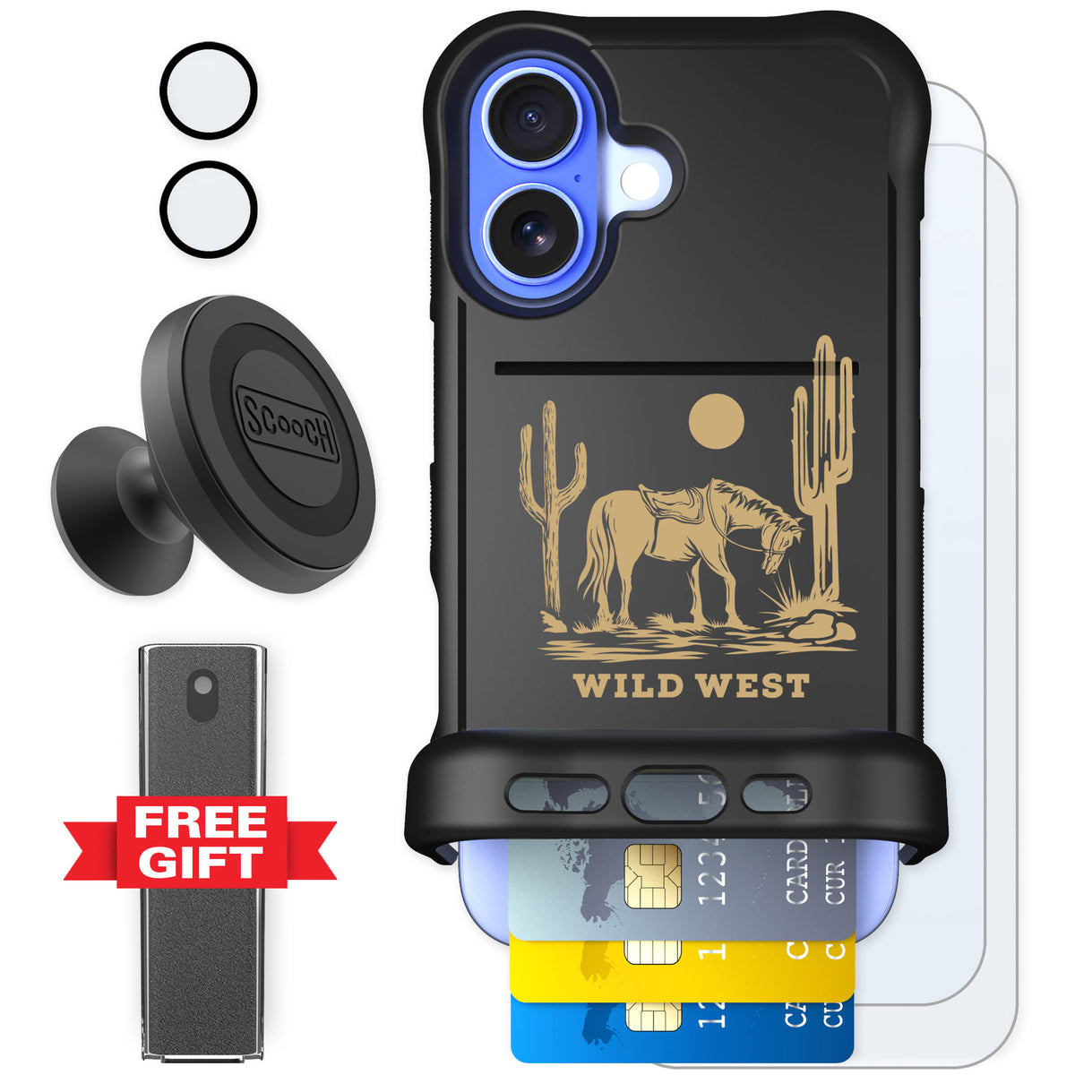 Scooch Wingmate Wild West for iPhone 16 — Defender Bundle