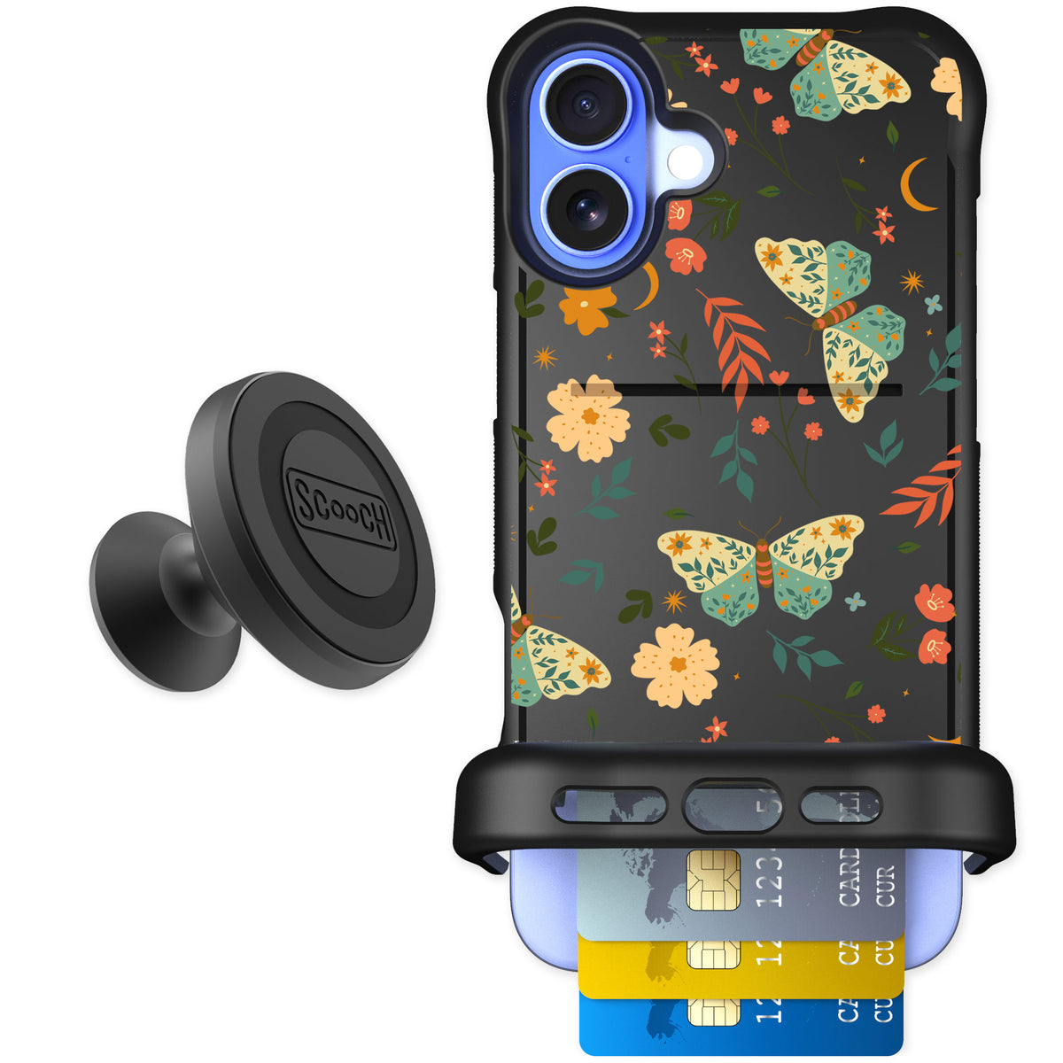 Scooch Wingmate Boho Nights for iPhone 16 Plus — Starter Bundle