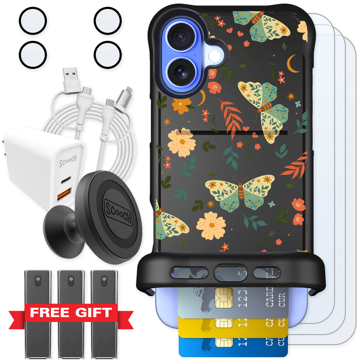Scooch Wingmate Boho Nights for iPhone 16 Plus — Ultimate Bundle