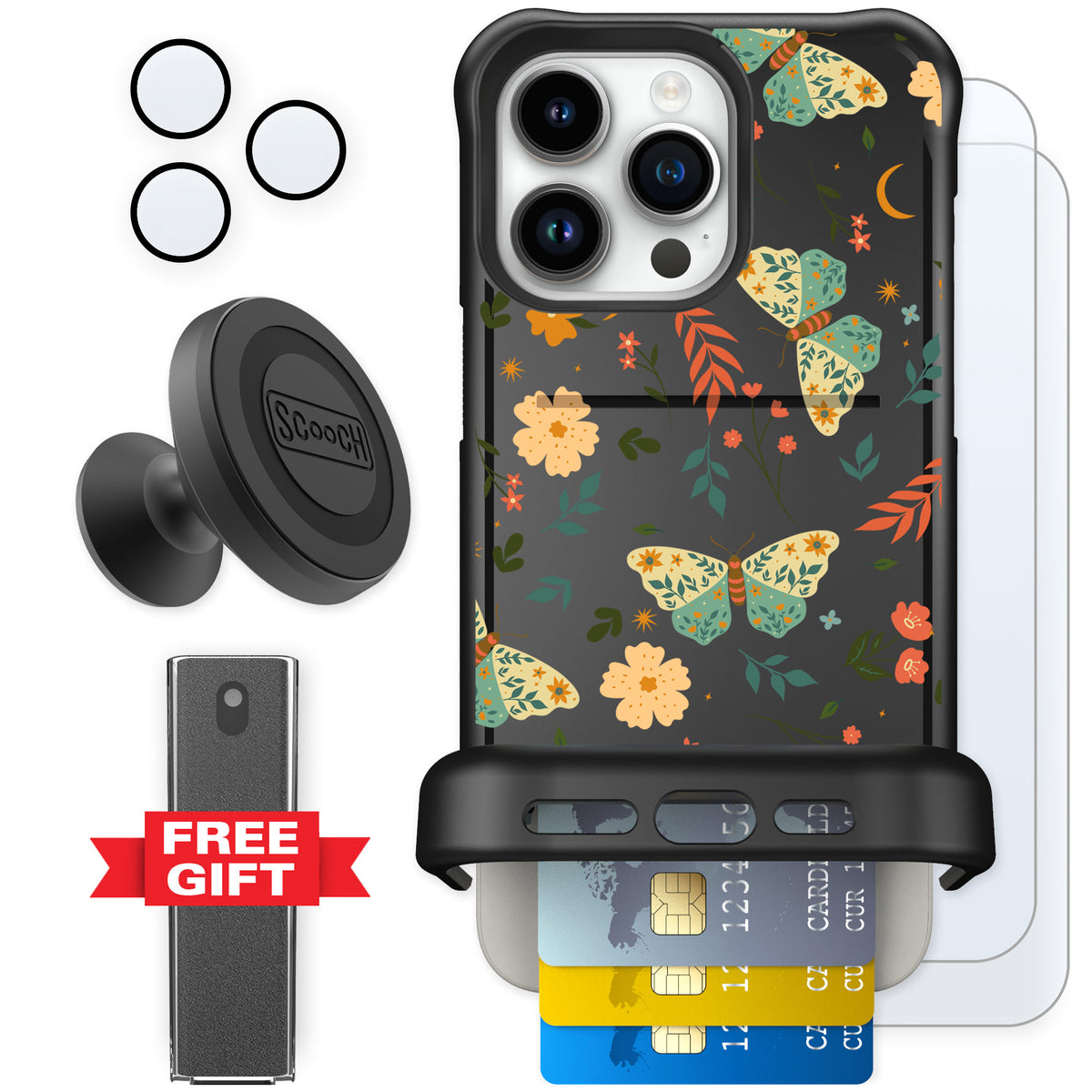 Scooch Wingmate Boho Nights for iPhone 15 Pro Max — Defender Bundle