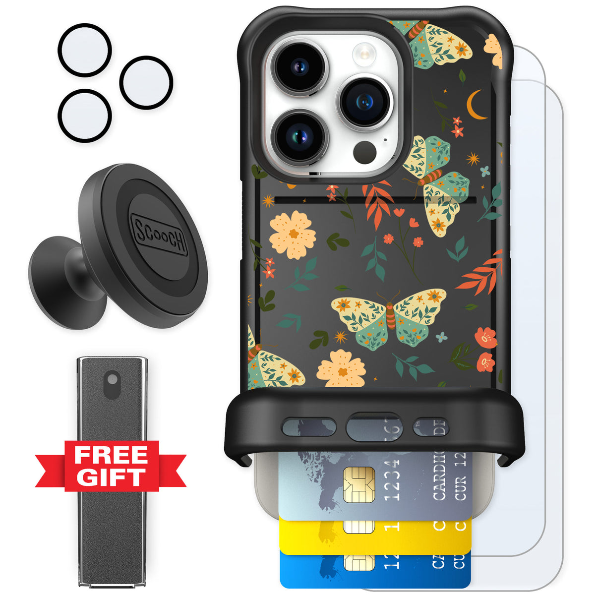 Scooch Wingmate Boho Nights for iPhone 15 Pro — Defender Bundle