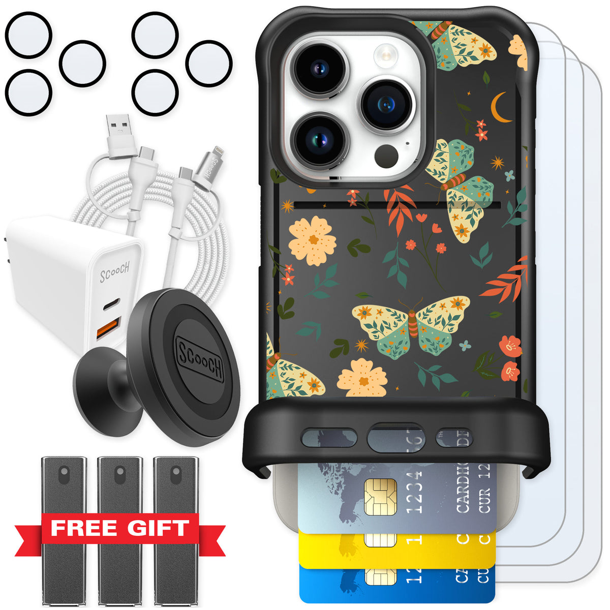 Scooch Wingmate Boho Nights for iPhone 15 Pro — Ultimate Bundle