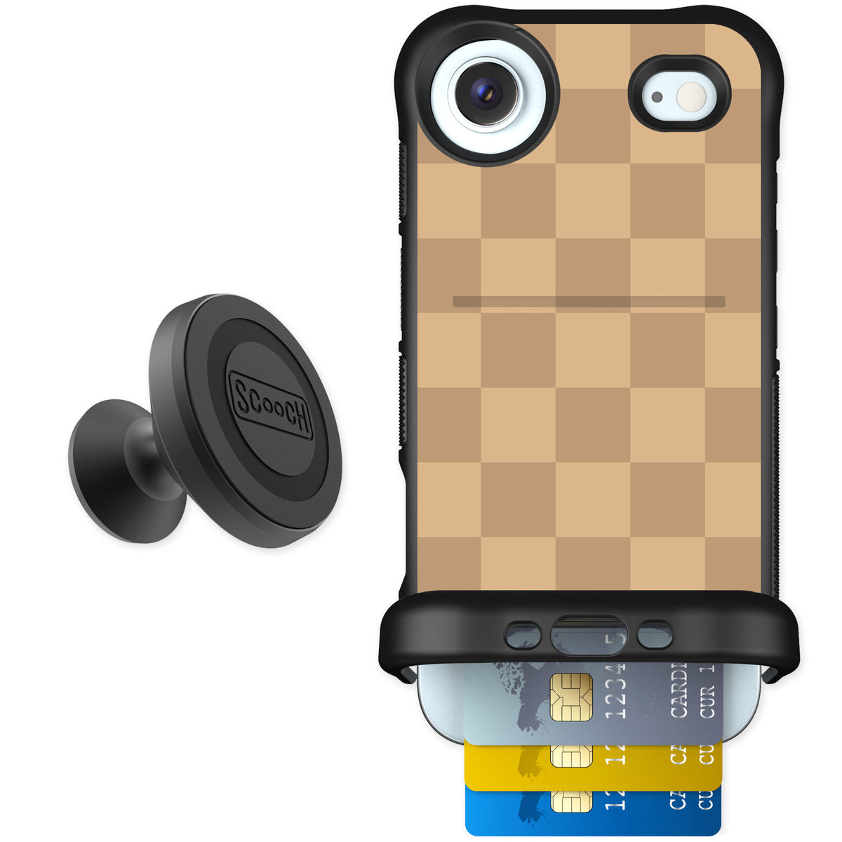 Scooch Wingmate Checkered Beige for iPhone Air — Starter Bundle