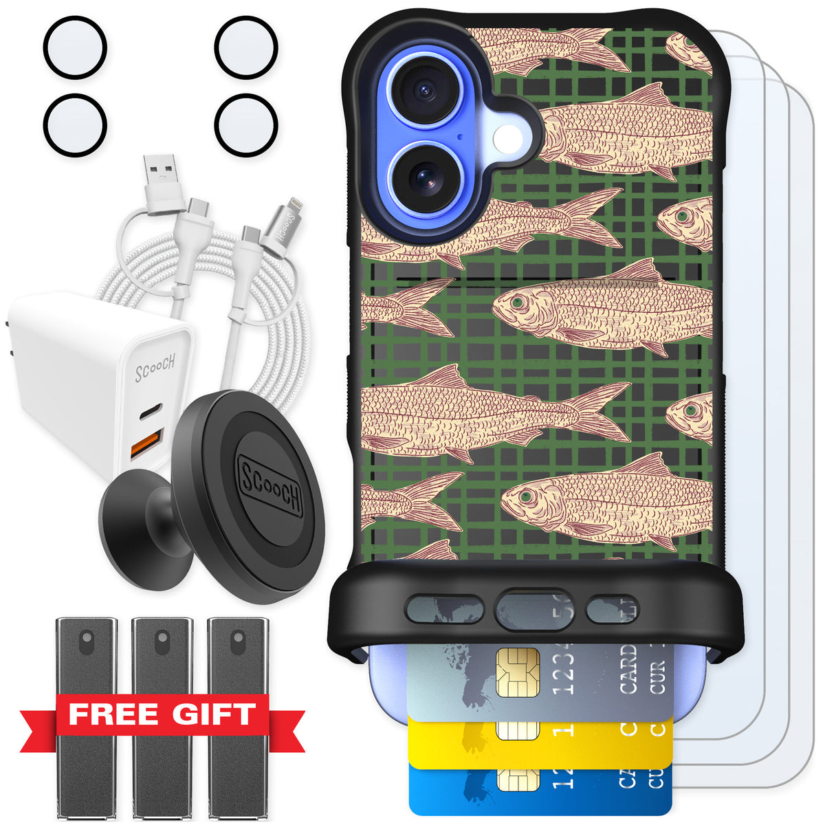 Scooch Wingmate Fresh Catch for iPhone 16 — Ultimate Bundle