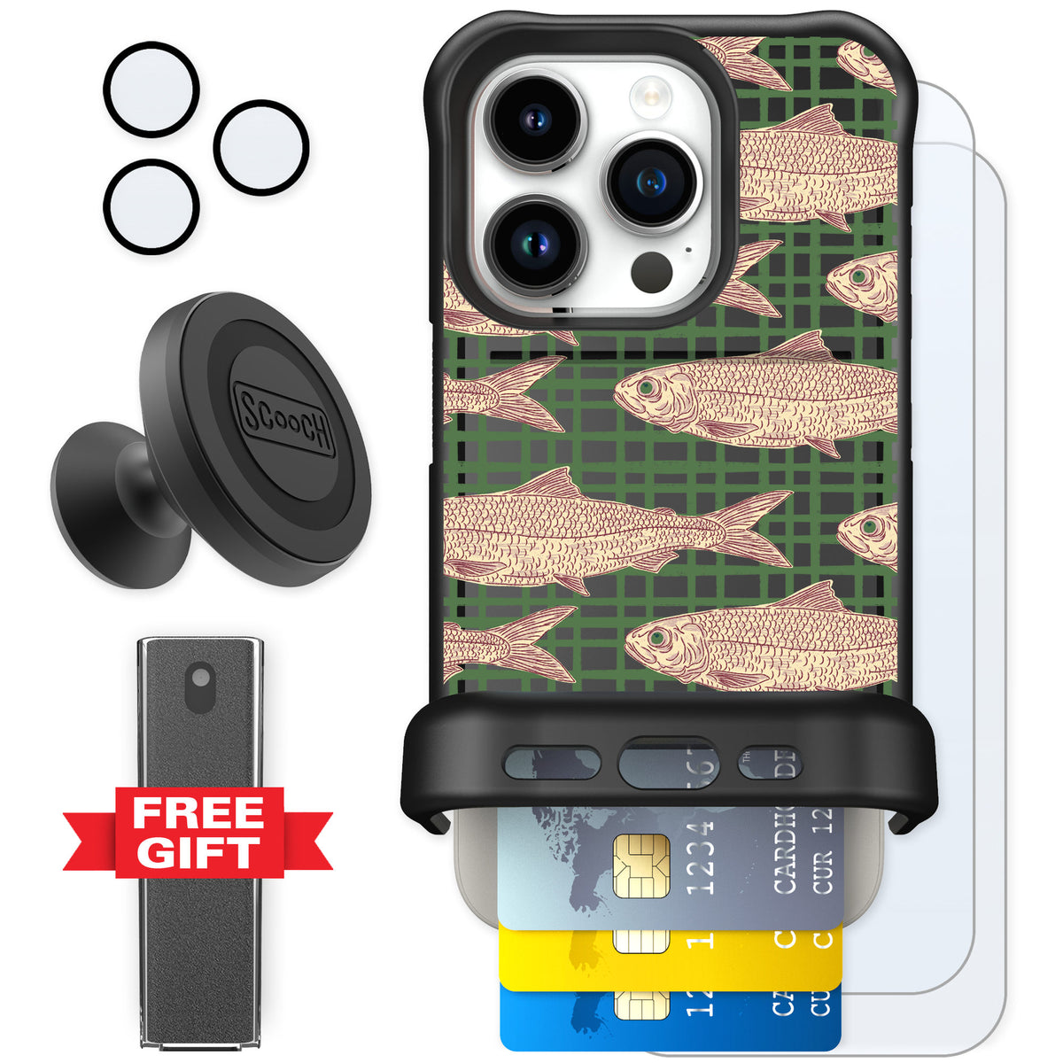 Scooch Wingmate Fresh Catch for iPhone 15 Pro — Defender Bundle