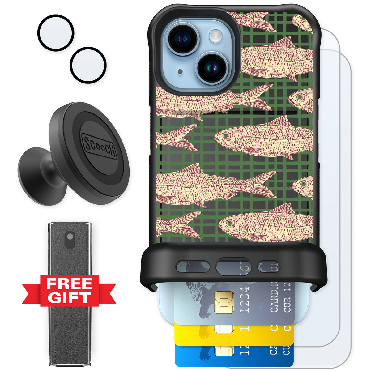 Scooch Wingmate Fresh Catch for iPhone 15 — Defender Bundle
