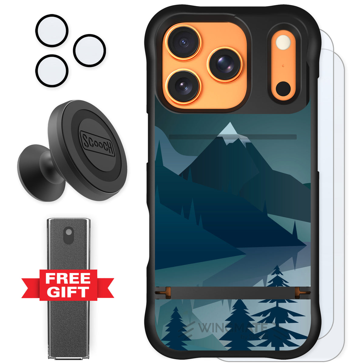 Scooch Wingmate Midnight Ridge for iPhone 17 Pro — Defender Bundle