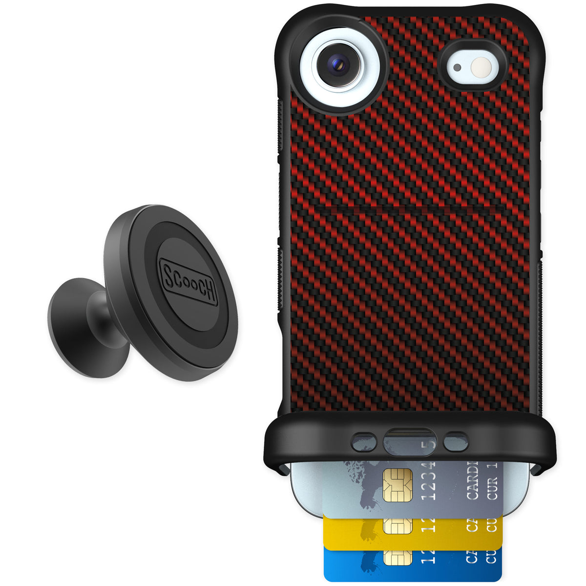 Scooch Wingmate Red Carbon Fiber for iPhone Air — Starter Bundle
