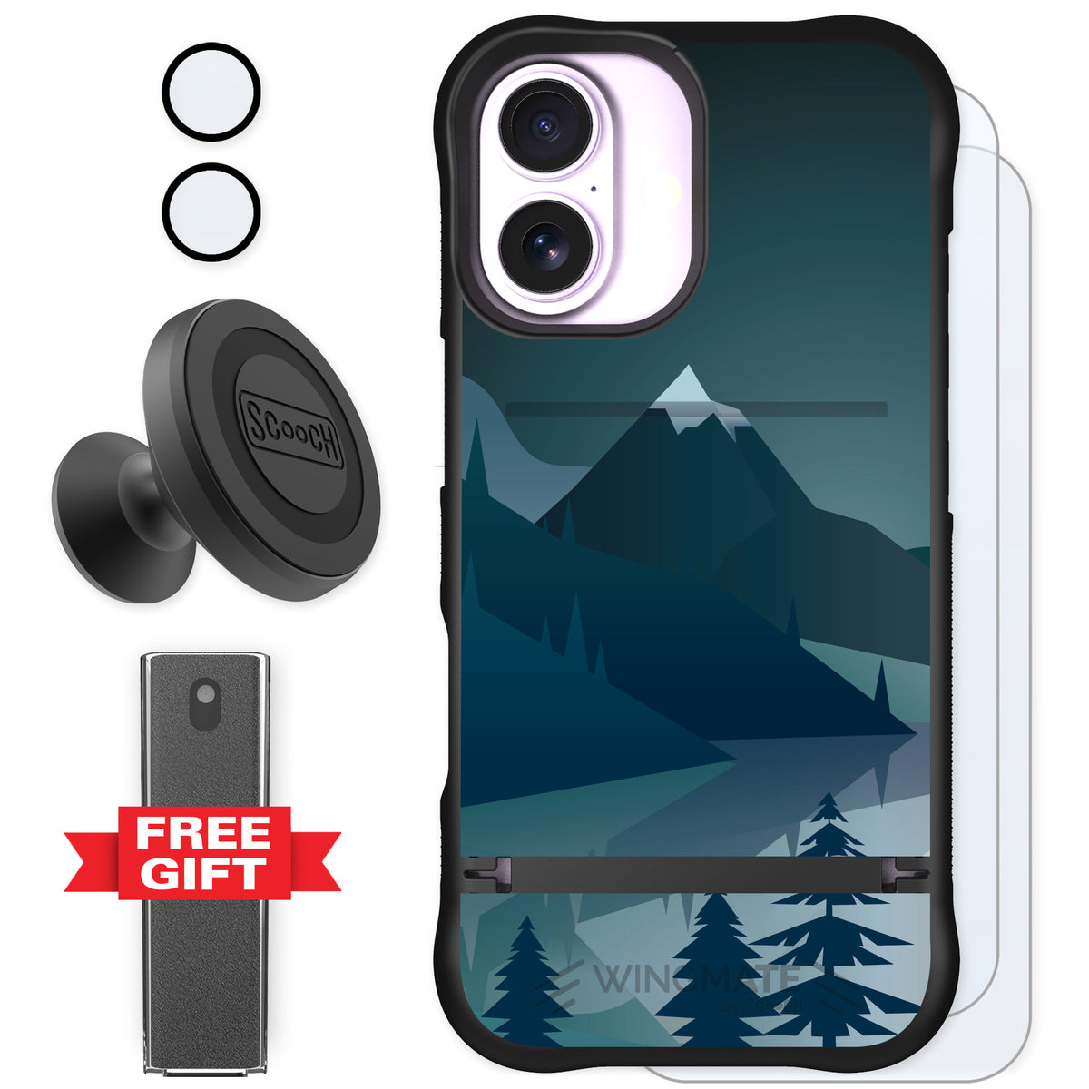 Scooch Wingmate Midnight Ridge for iPhone 17 — Defender Bundle