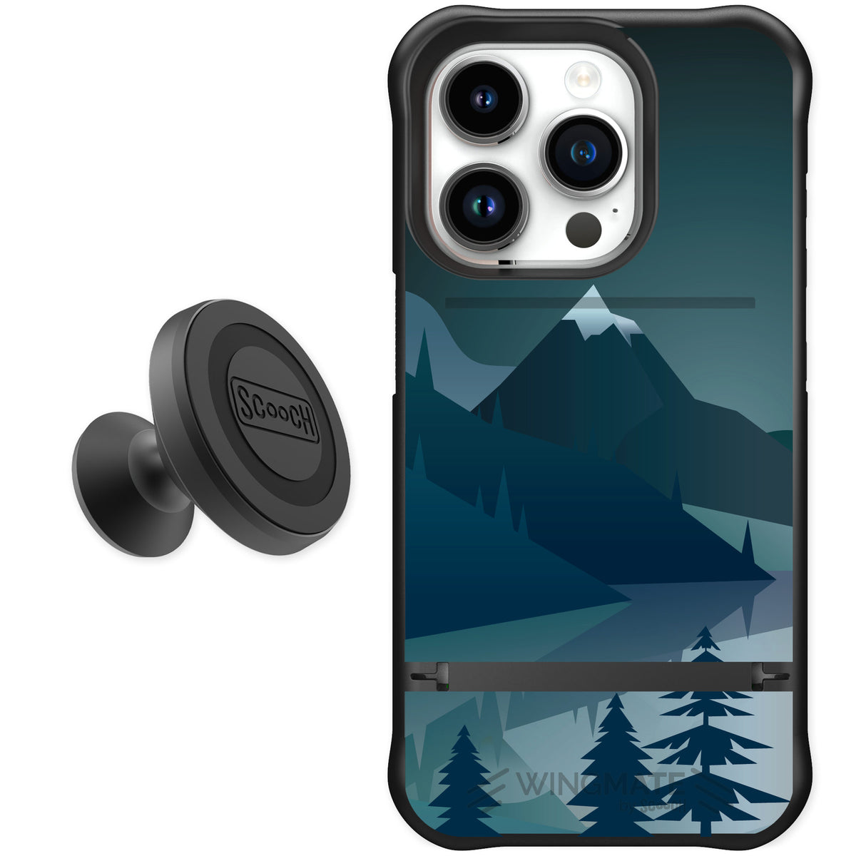 Scooch Wingmate Midnight Ridge for iPhone 15 Pro — Starter Bundle