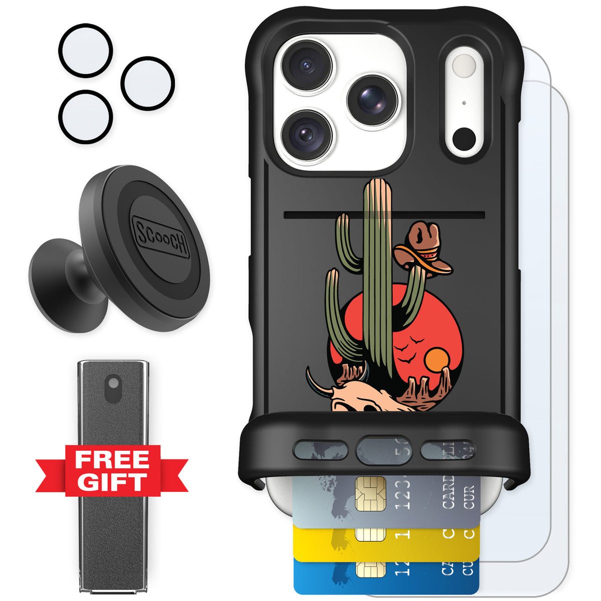 Scooch Wingmate Cactus Flash for iPhone 18 Pro — Defender Bundle