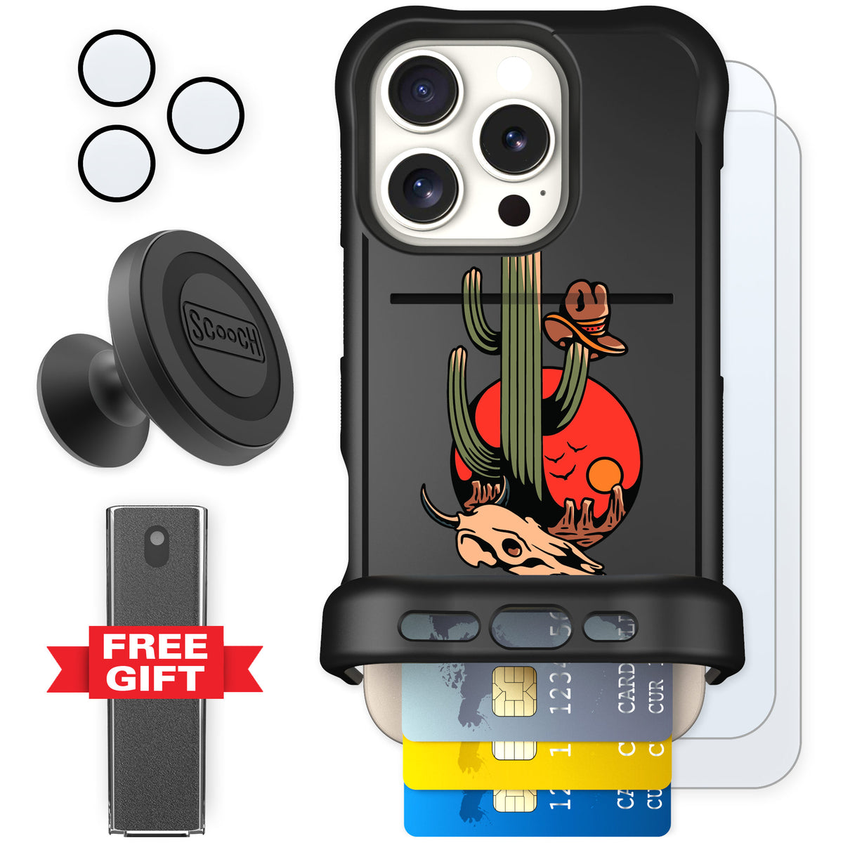 Scooch Wingmate Cactus Flash for iPhone 16 Pro — Defender Bundle
