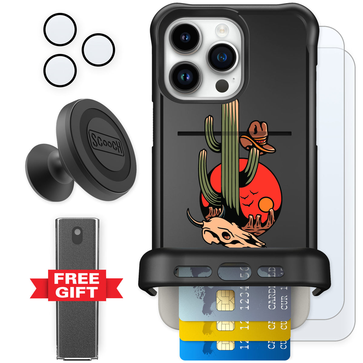 Scooch Wingmate Cactus Flash for iPhone 15 Pro Max — Defender Bundle