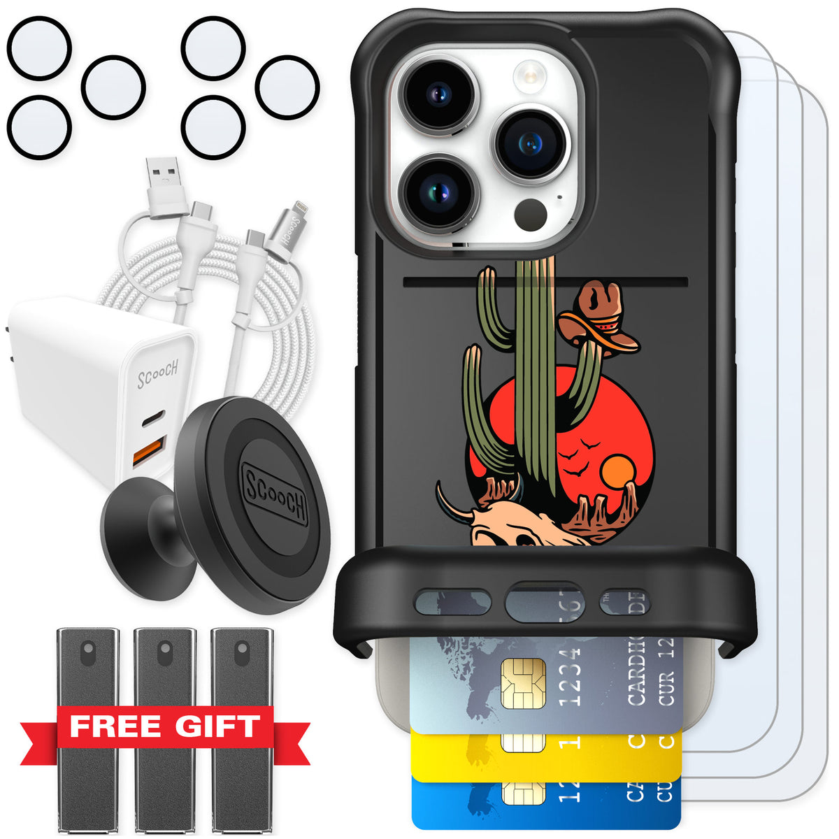 Scooch Wingmate Cactus Flash for iPhone 15 Pro — Ultimate Bundle