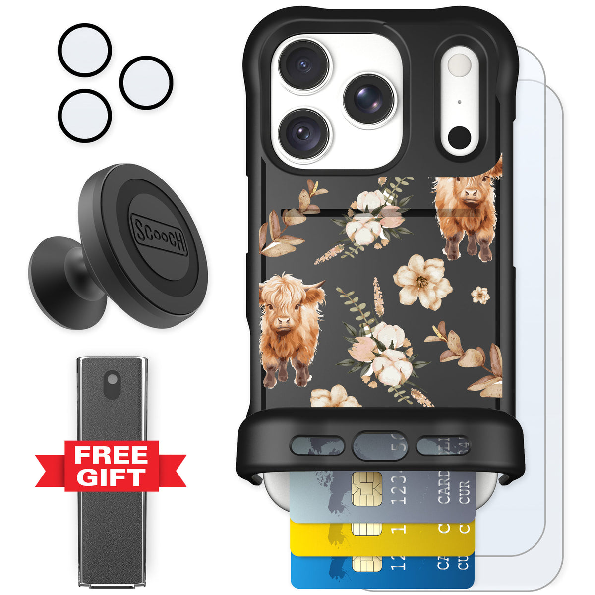 Scooch Wingmate Baby Cow for iPhone 18 Pro — Defender Bundle