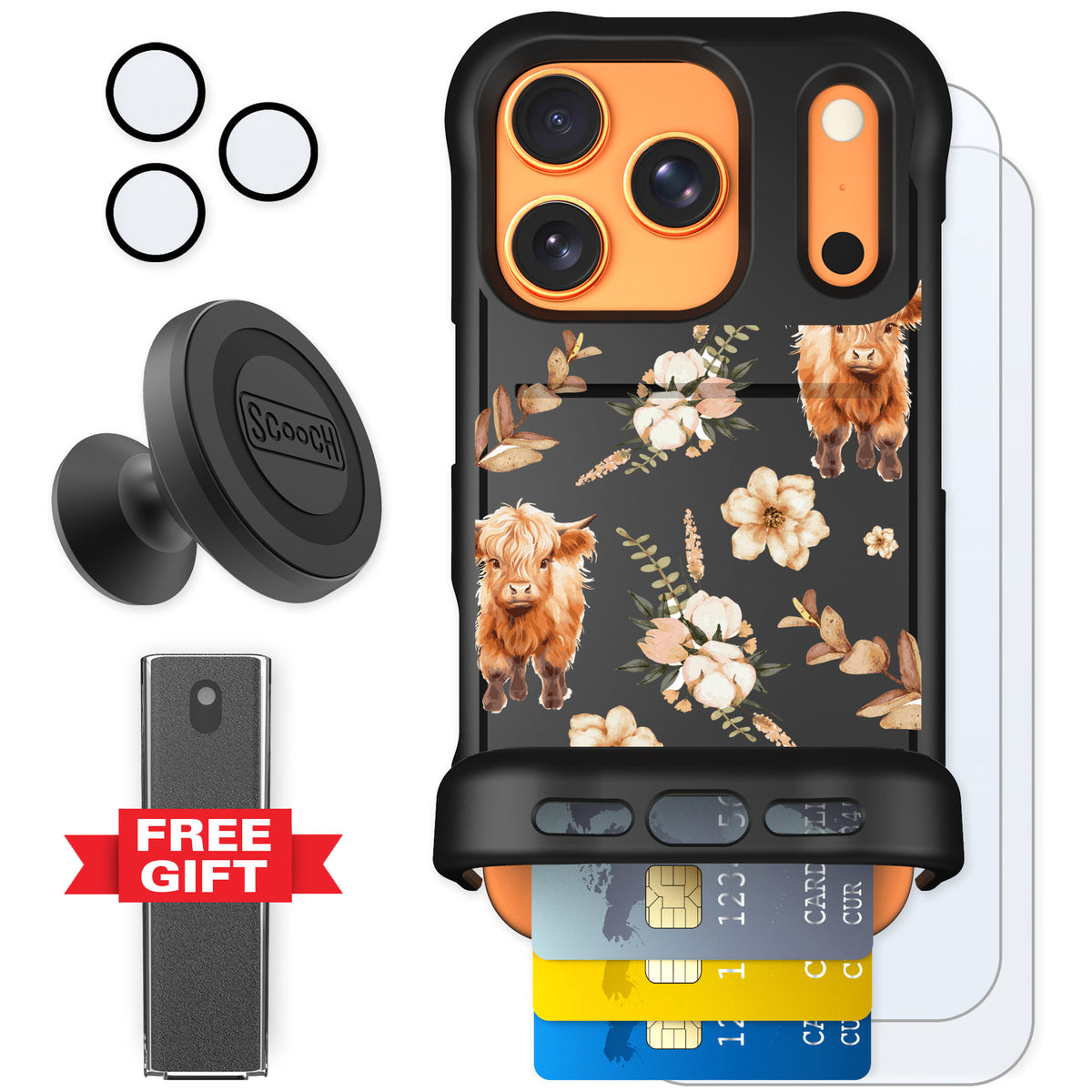 Scooch Wingmate Baby Cow for iPhone 17 Pro — Defender Bundle