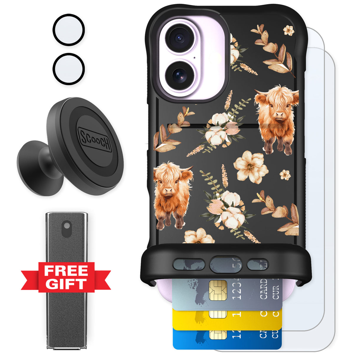 Scooch Wingmate Baby Cow for iPhone 17 — Defender Bundle
