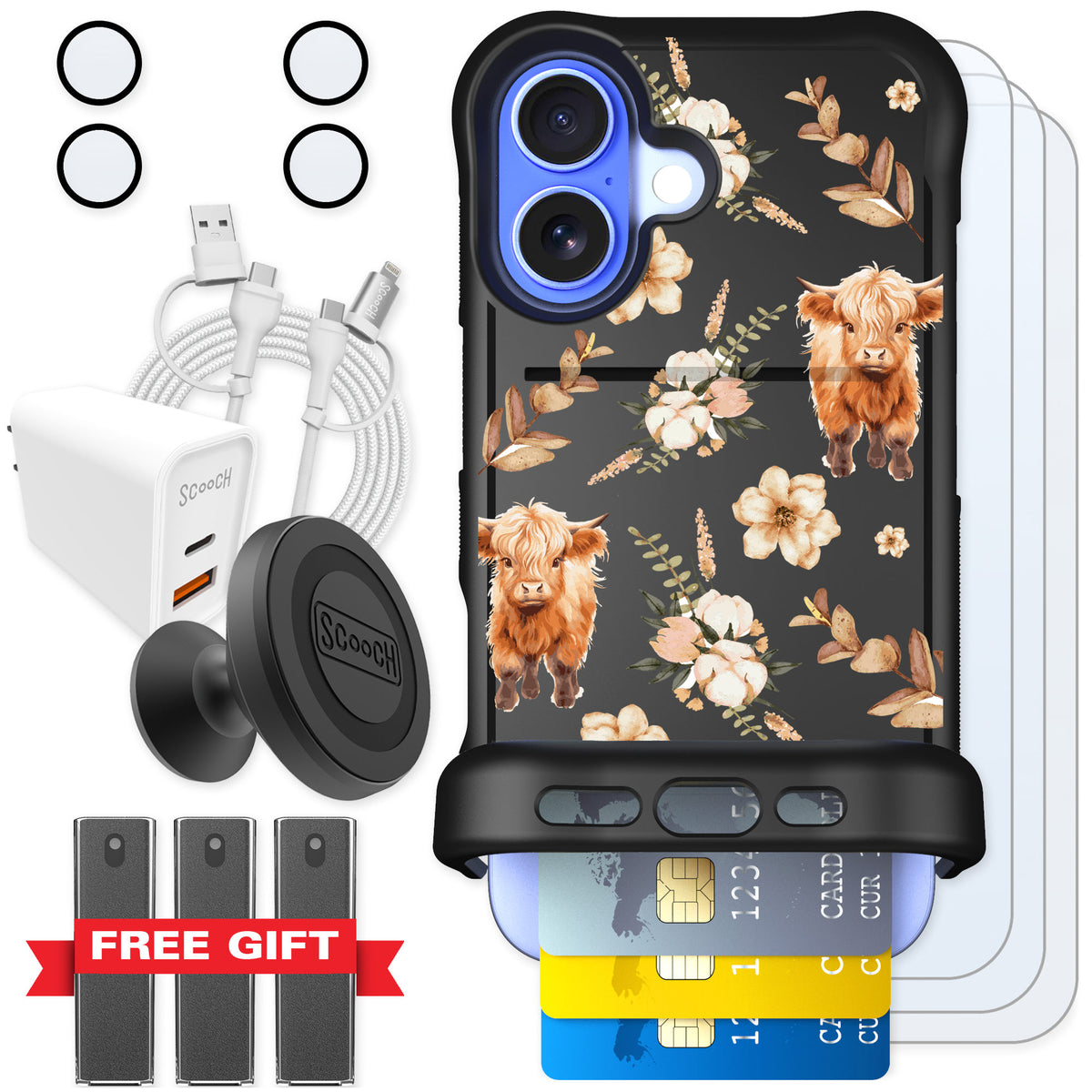 Scooch Wingmate Baby Cow for iPhone 16 — Ultimate Bundle
