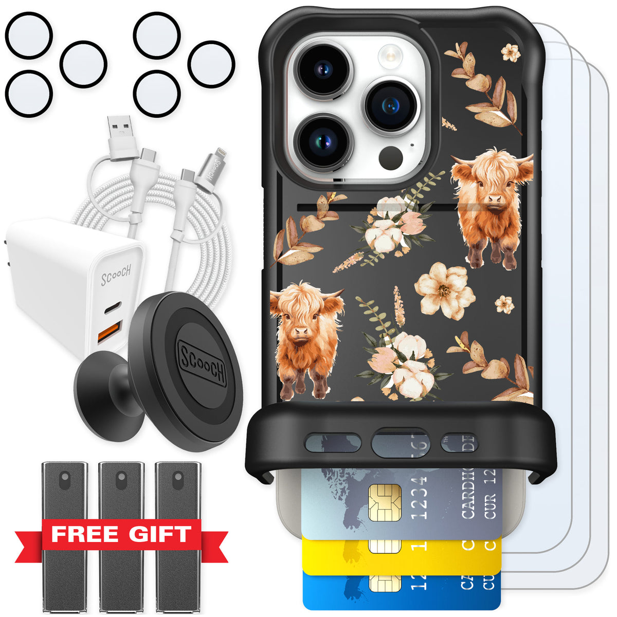 Scooch Wingmate Baby Cow for iPhone 15 Pro — Ultimate Bundle
