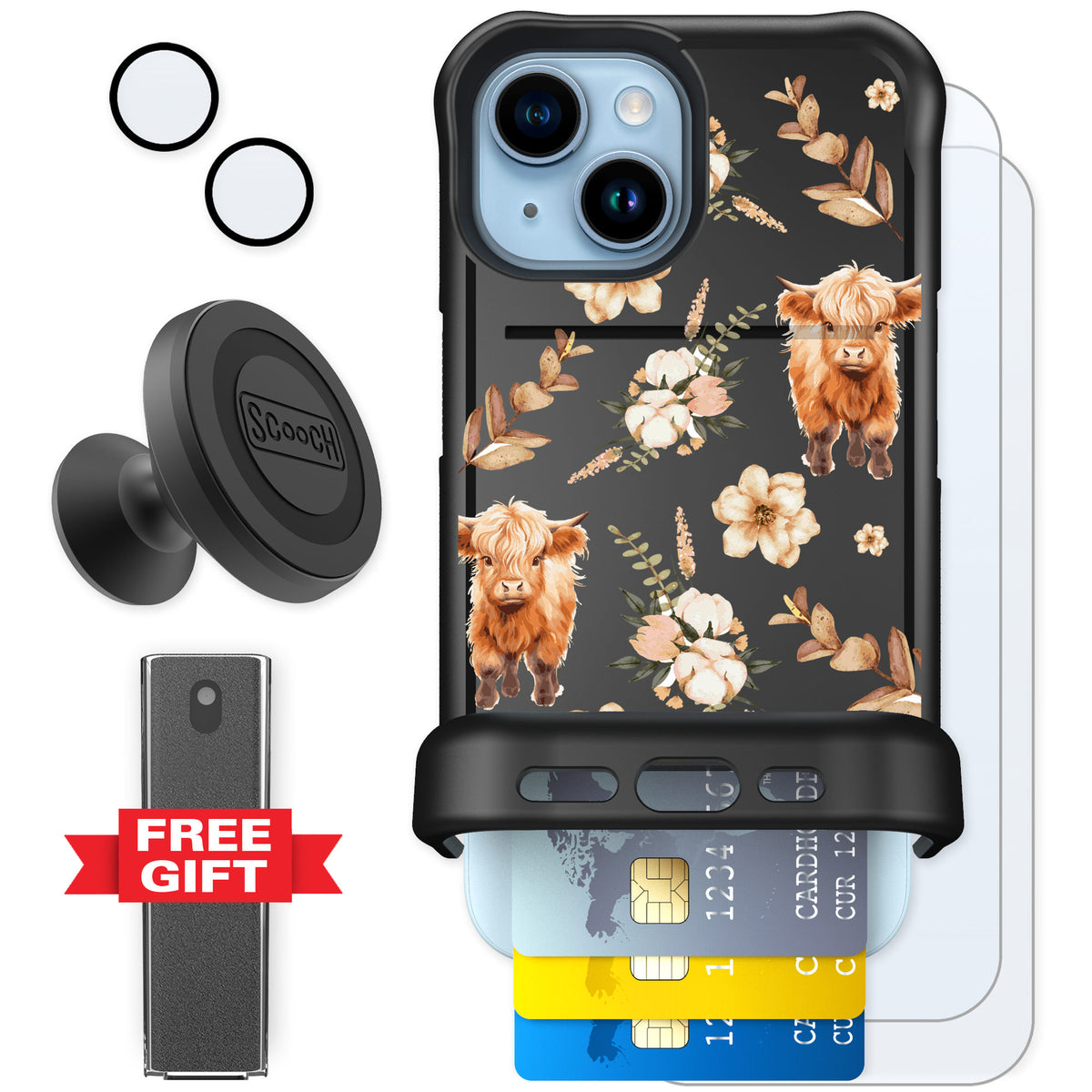 Scooch Wingmate Baby Cow for iPhone 15 — Defender Bundle