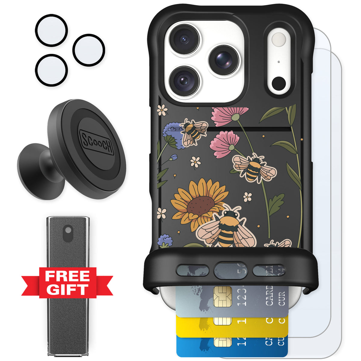 Scooch Wingmate Bee Happy for iPhone 18 Pro — Defender Bundle