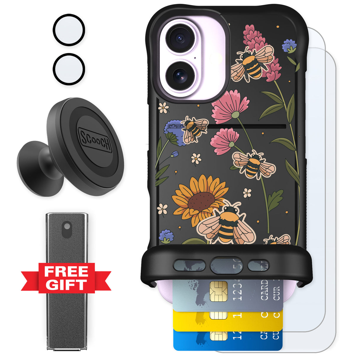Scooch Wingmate Bee Happy for iPhone 17 — Defender Bundle