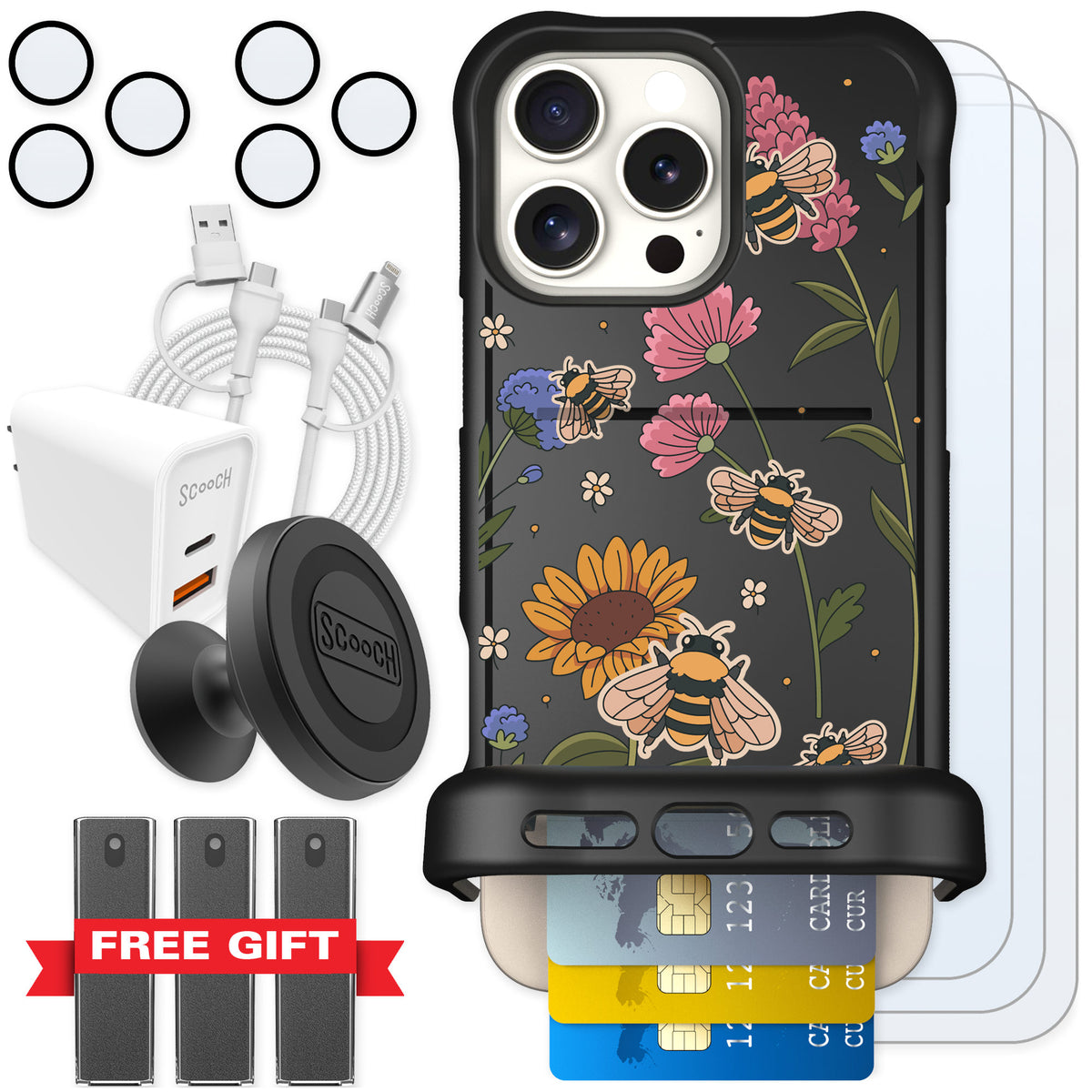 Scooch Wingmate Bee Happy for iPhone 16 Pro Max — Ultimate Bundle