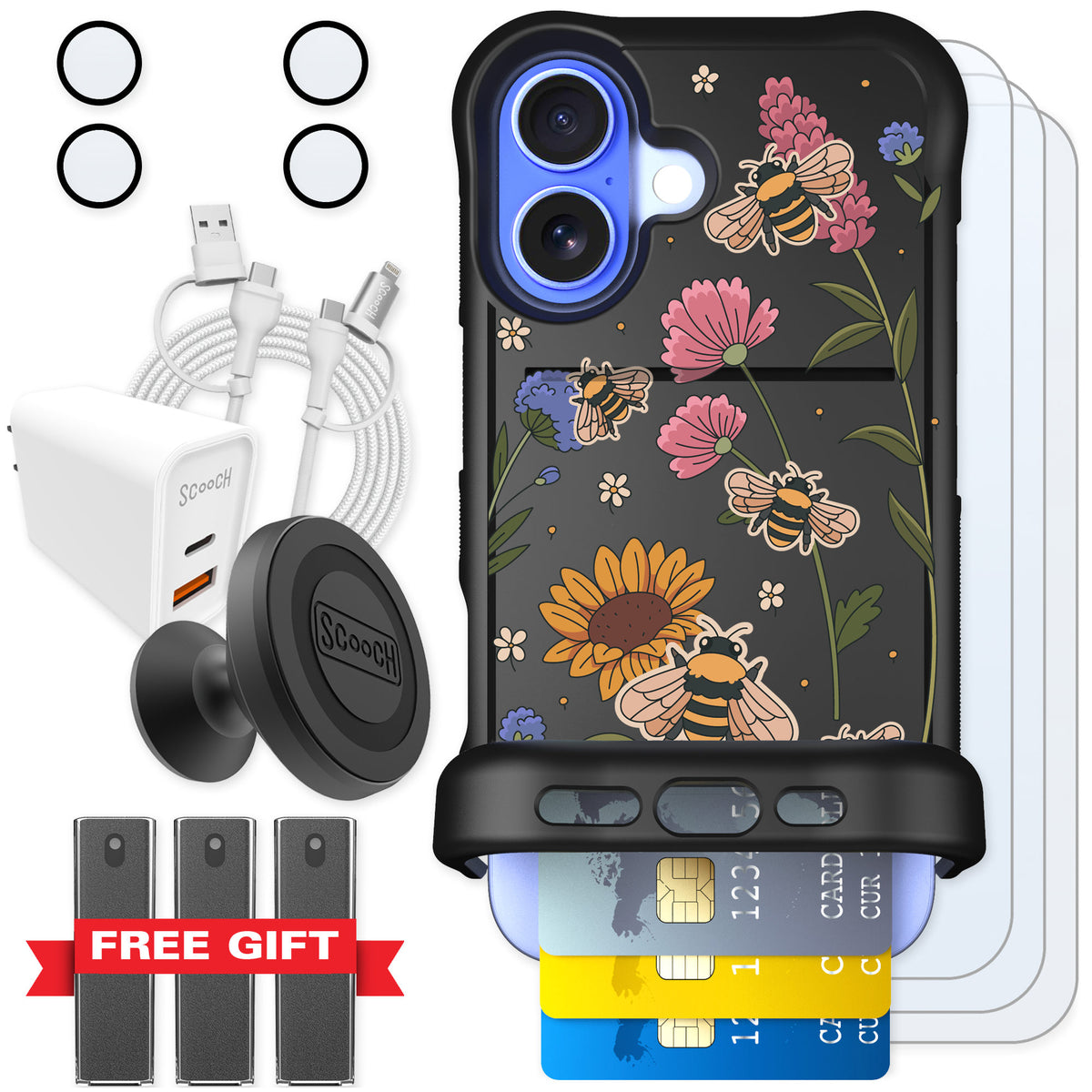 Scooch Wingmate Bee Happy for iPhone 16 — Ultimate Bundle