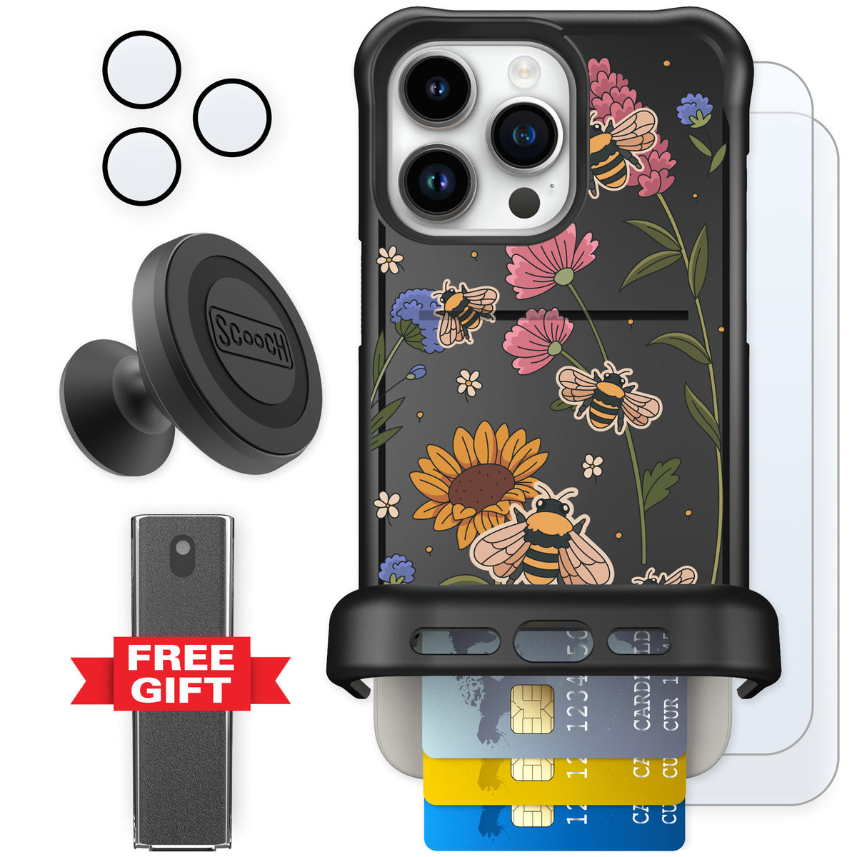 Scooch Wingmate Bee Happy for iPhone 15 Pro Max — Defender Bundle