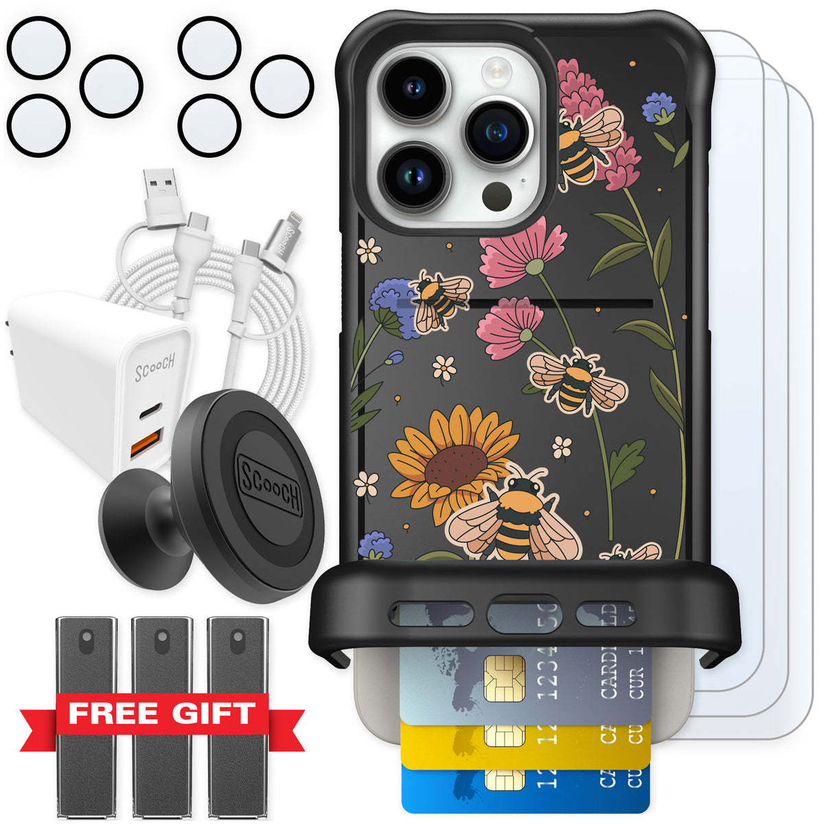 Scooch Wingmate Bee Happy for iPhone 15 Pro Max — Ultimate Bundle