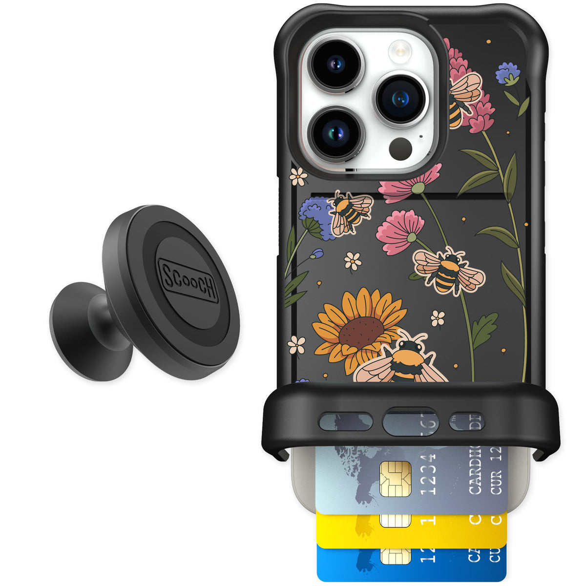 Scooch Wingmate Bee Happy for iPhone 15 Pro — Starter Bundle