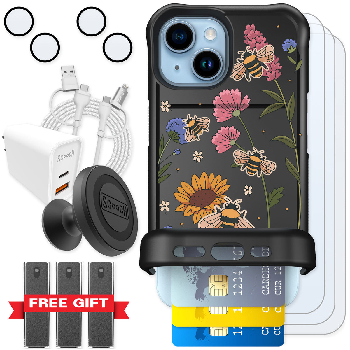 Scooch Wingmate Bee Happy for iPhone 15 — Ultimate Bundle