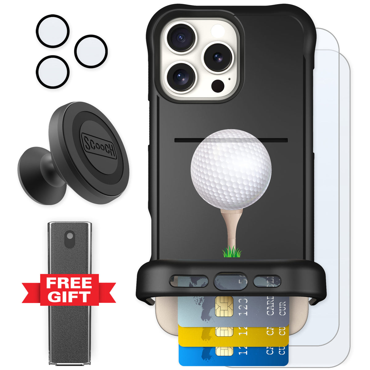 Scooch Wingmate Tee Time for iPhone 16 Pro Max — Defender Bundle