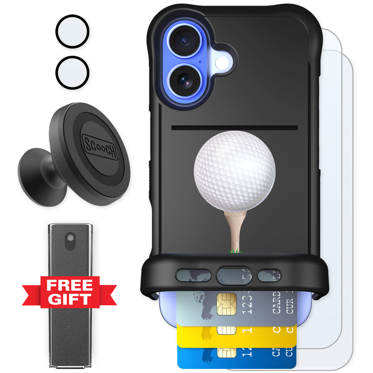 Scooch Wingmate Tee Time for iPhone 16 — Defender Bundle