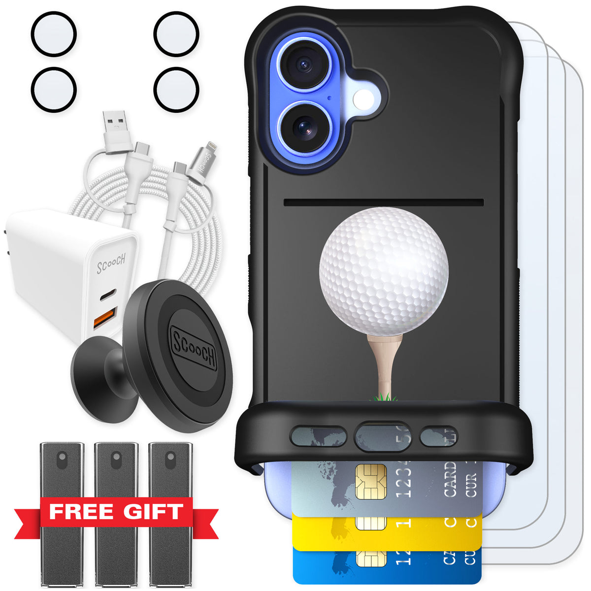 Scooch Wingmate Tee Time for iPhone 16 — Ultimate Bundle