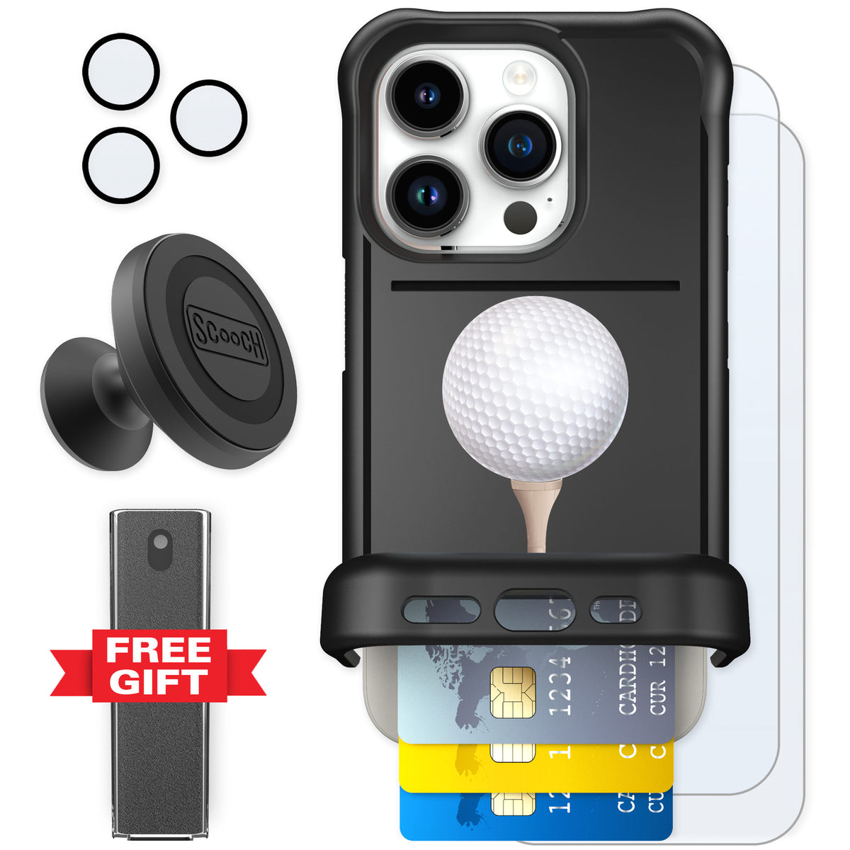 Scooch Wingmate Tee Time for iPhone 15 Pro — Defender Bundle