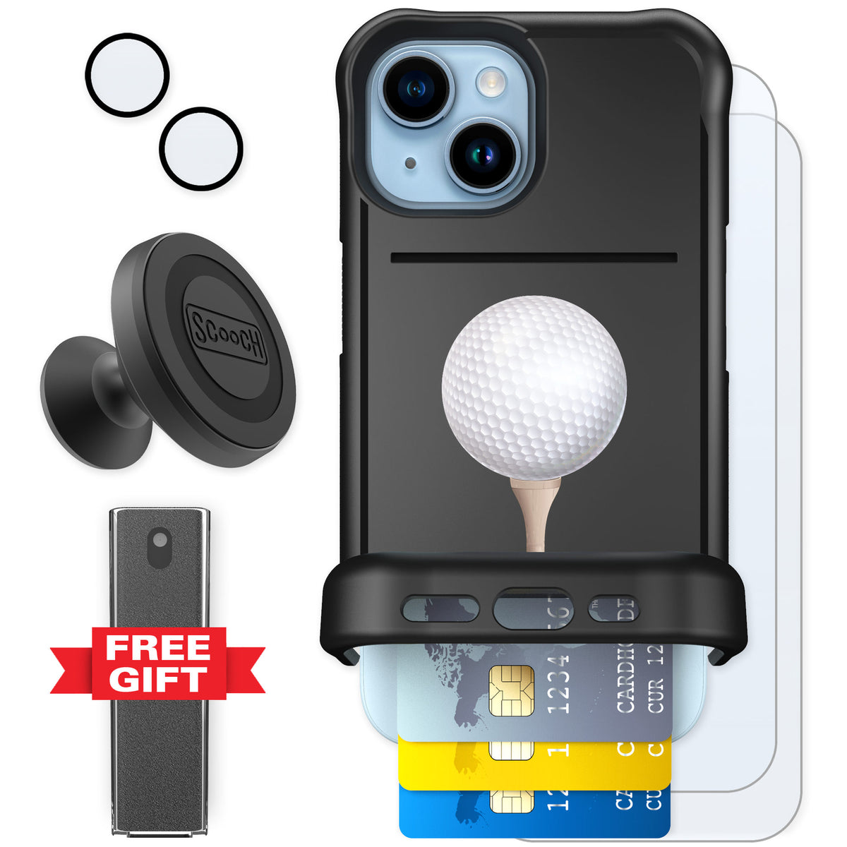 Scooch Wingmate Tee Time for iPhone 15 — Defender Bundle