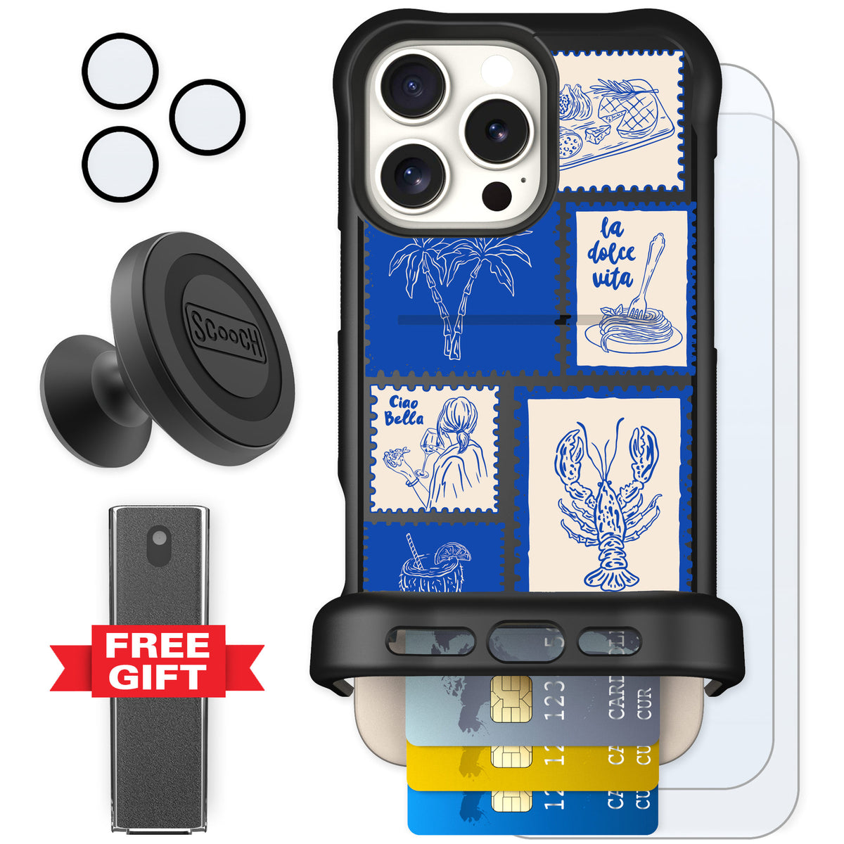 Scooch Wingmate Euro Summer for iPhone 16 Pro Max — Defender Bundle